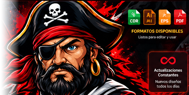 Pirata Designs — Mascota y Formatos Vectoriales